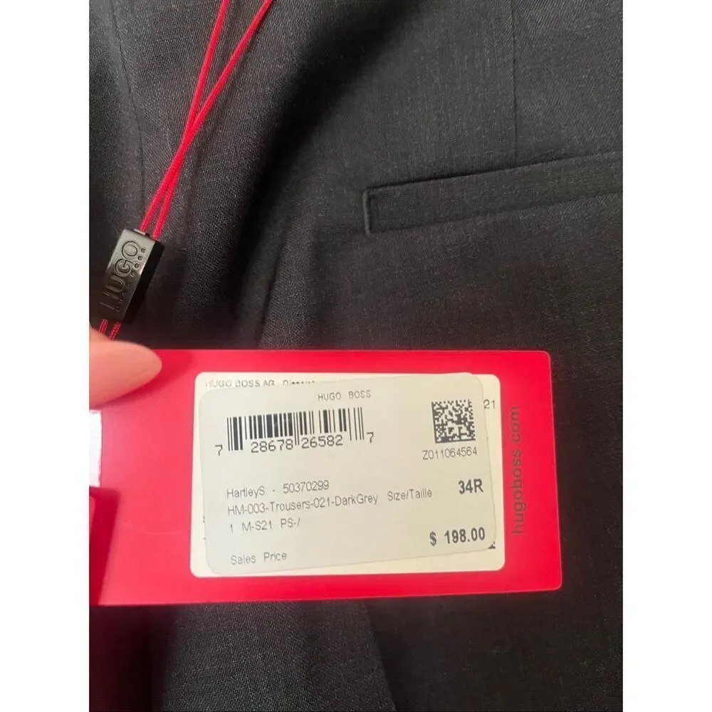 Hugo Boss EXTRA-SLIM-FIT TROUSERS IN VIRGIN-WOOL POPLIN New NWT